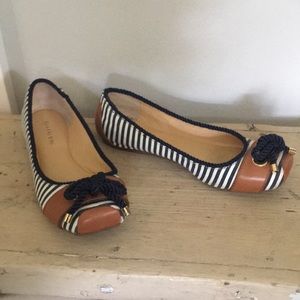 Gianni Bini nautical canvas/leather ballet flats